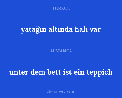 unter dem bett ist ein teppich - yatağın altında halı var