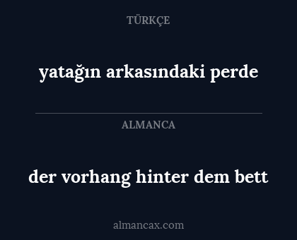 der vorhang hinter dem bett - yatağın arkasındaki perde