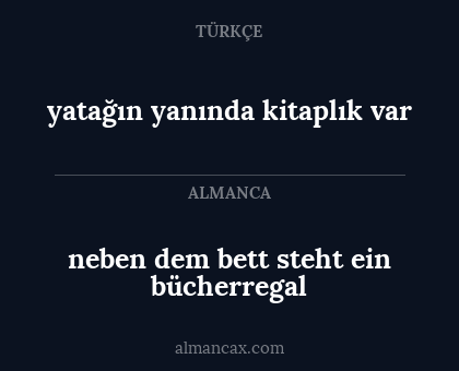 yatağın yanında kitaplık var - neben dem bett steht ein bücherregal