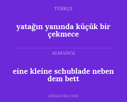 eine kleine schublade neben dem bett - yatağın yanında küçük bir çekmece