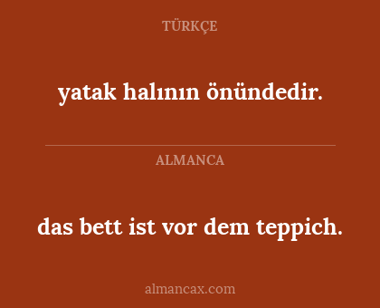 das bett ist vor dem teppich. - yatak halının önündedir.