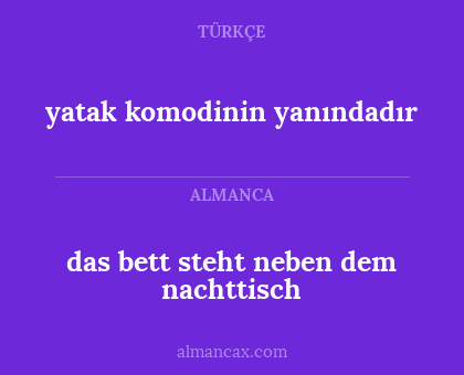 das bett steht neben dem nachttisch - yatak komodinin yanındadır