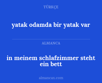 yatak odamda bir yatak var - in meinem schlafzimmer steht ein bett