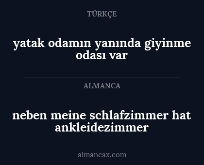 yatak odamın yanında giyinme odası var - neben meine schlafzimmer hat ankleidezimmer