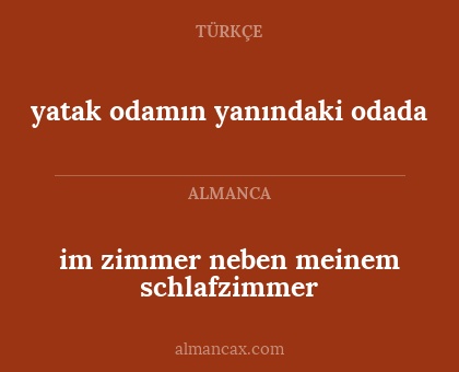 im zimmer neben meinem schlafzimmer - yatak odamın yanındaki odada