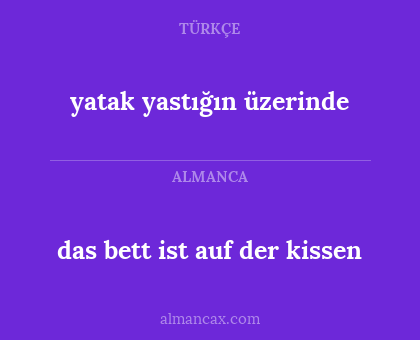 yatak yastığın üzerinde - das bett ist auf der kissen