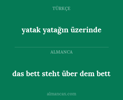 yatak yatağın üzerinde - das bett steht über dem bett
