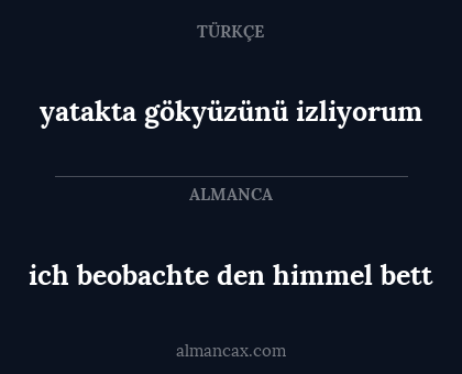 ich beobachte den himmel bett - yatakta gökyüzünü izliyorum