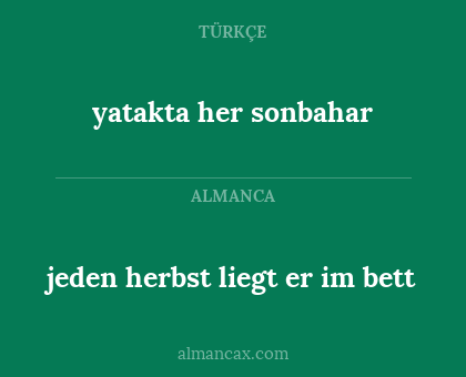 yatakta her sonbahar - jeden herbst liegt er im bett