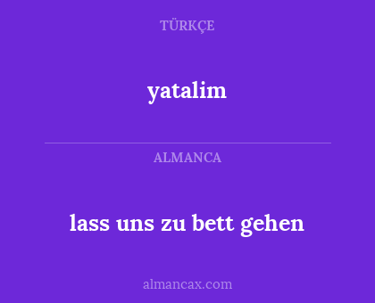yatalim - lass uns zu bett gehen