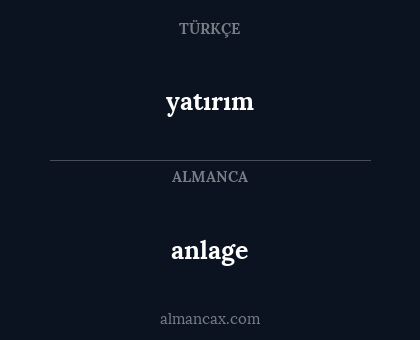 yatırım - anlage