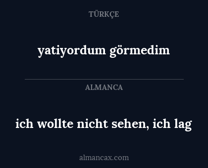 yatiyordum görmedim - ich wollte nicht sehen, ich lag