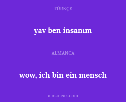wow, ich bin ein mensch - yav ben insanım