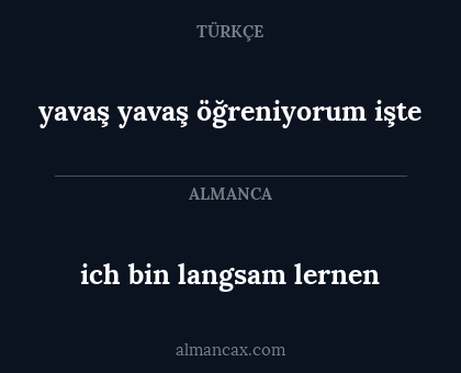 ich bin langsam lernen - yavaş yavaş öğreniyorum işte