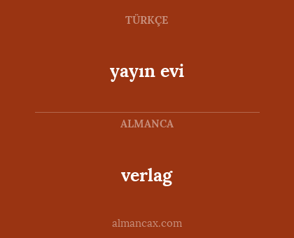 verlag - yayın evi