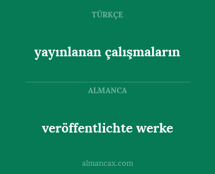 veröffentlichte werke - yayınlanan çalışmaların