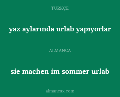sie machen im sommer urlab - yaz aylarında urlab yapıyorlar