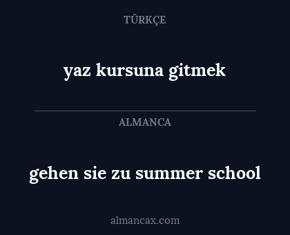 gehen sie zu summer school - yaz kursuna gitmek