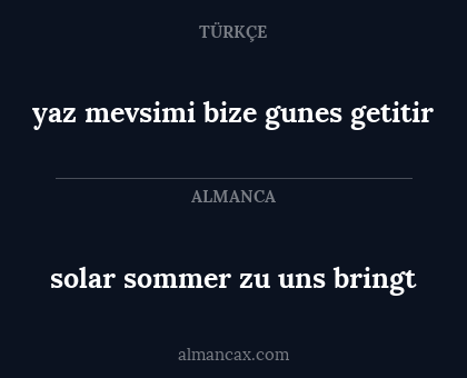 solar sommer zu uns bringt - yaz mevsimi bize gunes getitir