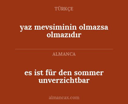 es ist für den sommer unverzichtbar - yaz mevsiminin olmazsa olmazıdır