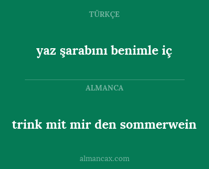 trink mit mir den sommerwein - yaz şarabını benimle iç