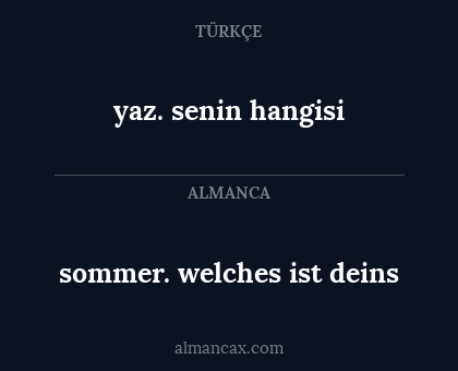 sommer. welches ist deins - yaz. senin hangisi