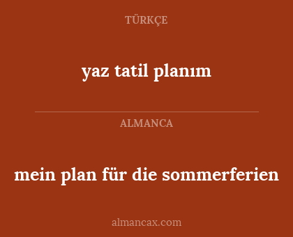 yaz tatil planım - mein plan für die sommerferien