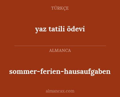 sommer-ferien-hausaufgaben - yaz tatili ödevi