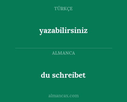 du schreibet - yazabilirsiniz