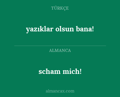 scham mich! - yazıklar olsun bana!