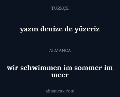 wir schwimmen im sommer im meer - yazın denize de yüzeriz