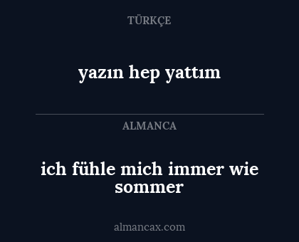 ich fühle mich immer wie sommer - yazın hep yattım