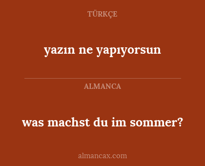 was machst du im sommer? - yazın ne yapıyorsun