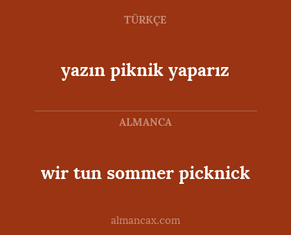 wir tun sommer picknick - yazın piknik yaparız