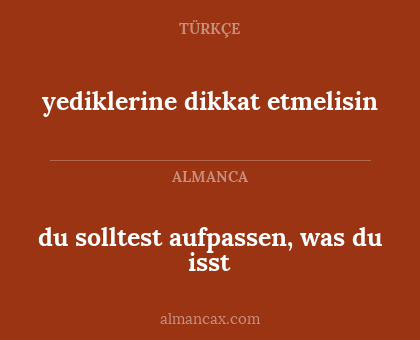 du solltest aufpassen, was du isst - yediklerine dikkat etmelisin