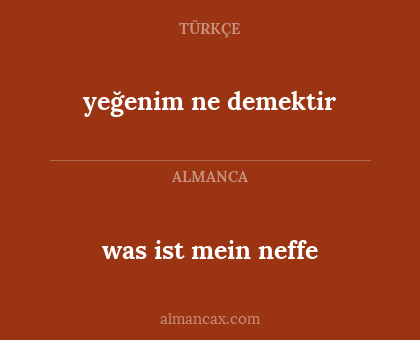 yeğenim ne demektir - was ist mein neffe