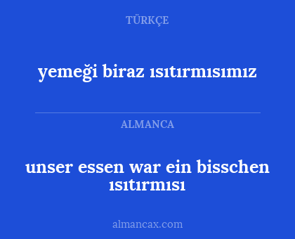 unser essen war ein bisschen ısıtırmısı - yemeği biraz ısıtırmısımız