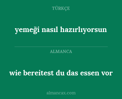 yemeği nasıl hazırlıyorsun - wie bereitest du das essen vor