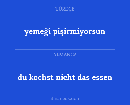 du kochst nicht das essen - yemeği pişirmiyorsun