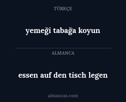 yemeği tabağa koyun - essen auf den tisch legen