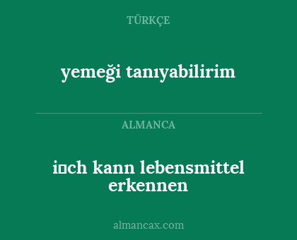 yemeği tanıyabilirim - i̇ch kann lebensmittel erkennen