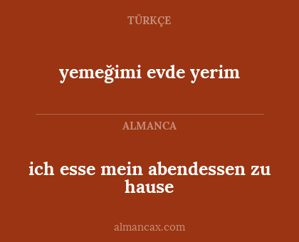 yemeğimi evde yerim - ich esse mein abendessen zu hause