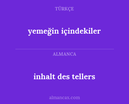 inhalt des tellers - yemeğin içindekiler