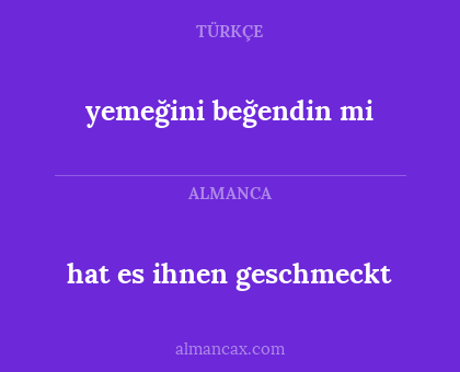 yemeğini beğendin mi - hat es ihnen geschmeckt