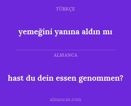 yemeğini yanına aldın mı - hast du dein essen genommen?