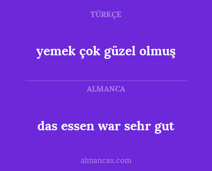 yemek çok güzel olmuş - das essen war sehr gut
