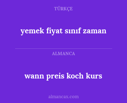 yemek fiyat sınıf zaman - wann preis koch kurs