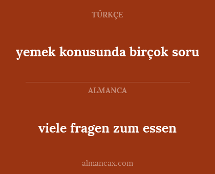 yemek konusunda birçok soru - viele fragen zum essen
