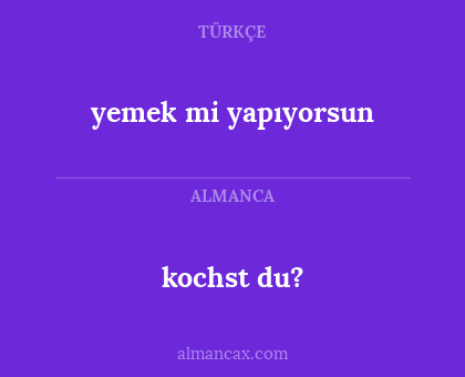 kochst du? - yemek mi yapıyorsun
