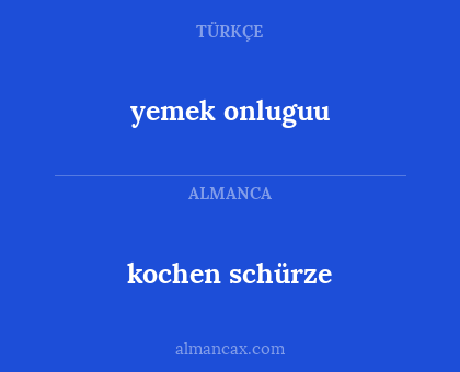 kochen schürze - yemek onluguu